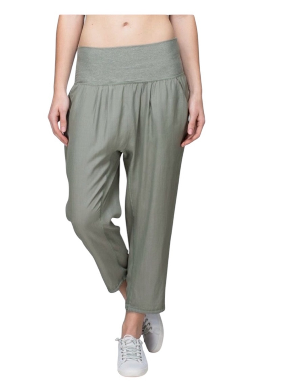 Lululemon Post Power Crop Pants Olive Green High Rise Size 8